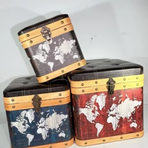 Set X3 Asientos Puff Decorativos De Lujo Con Baúl Integrado - Imagen 11