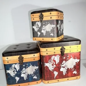 Set X3 Asientos Puff Decorativos De Lujo Con Baúl Integrado - Imagen 7