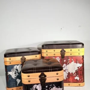 Set X3 Asientos Puff Decorativos De Lujo Con Baúl Integrado - Imagen 6